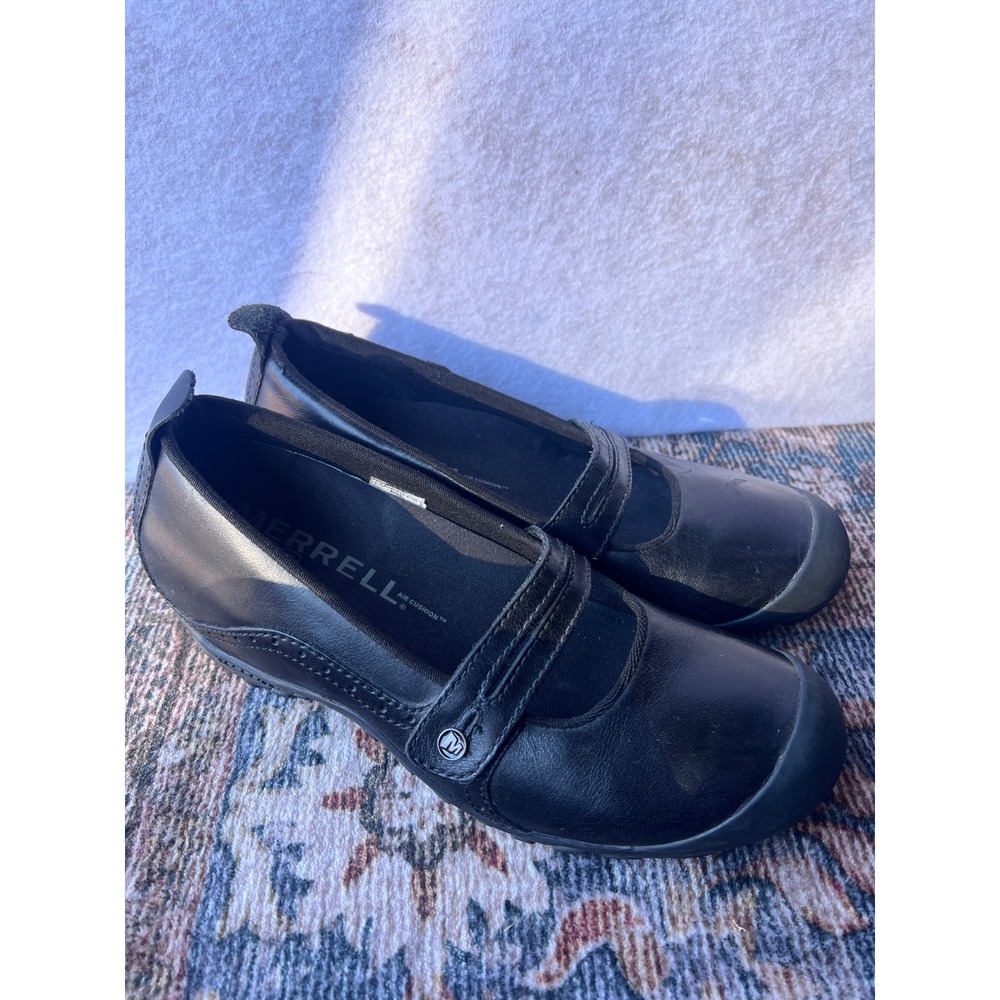 Merrell Black Mary Jane Slip-On Leather Flats Size 9